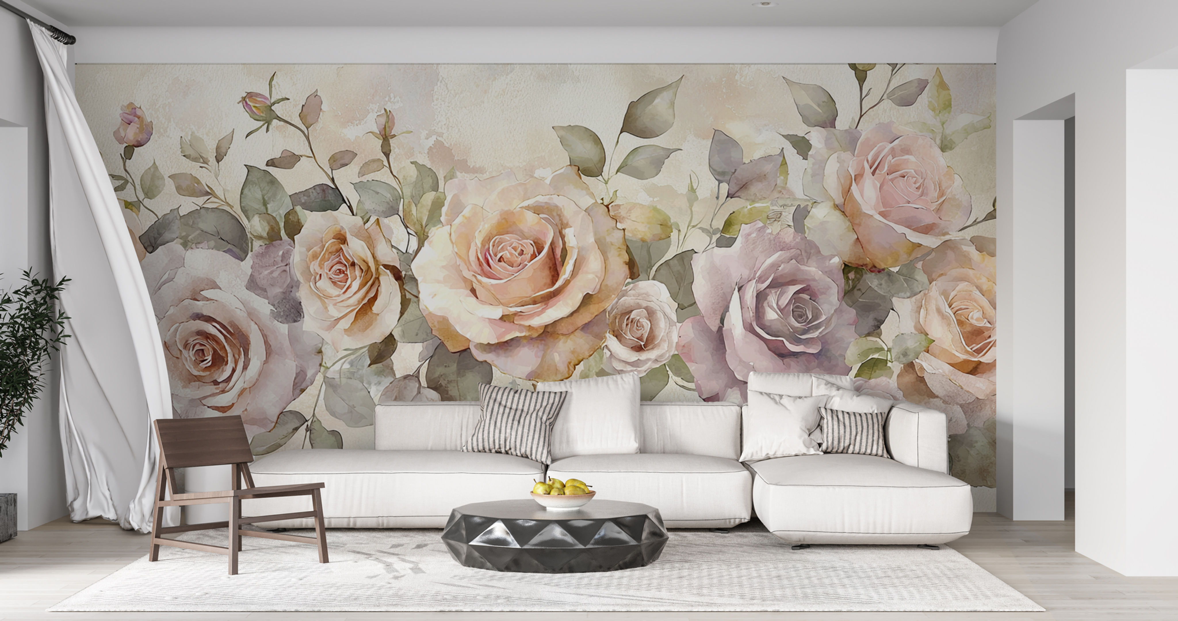 blush rose wallpaper mural for living room wall
