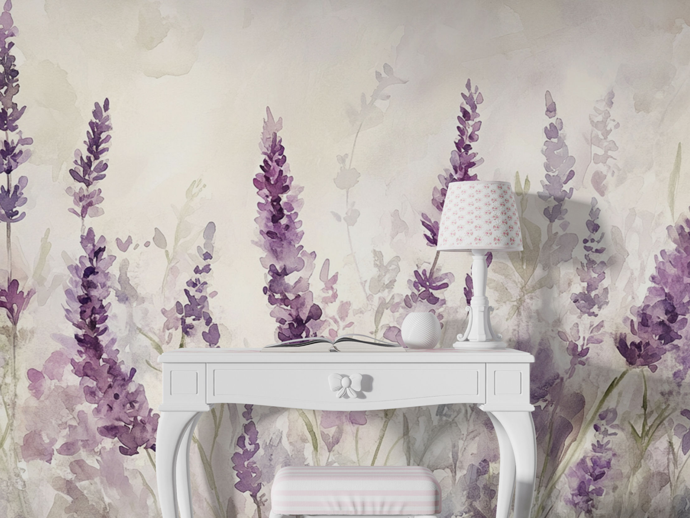 lavender meadow mural for guest room decor