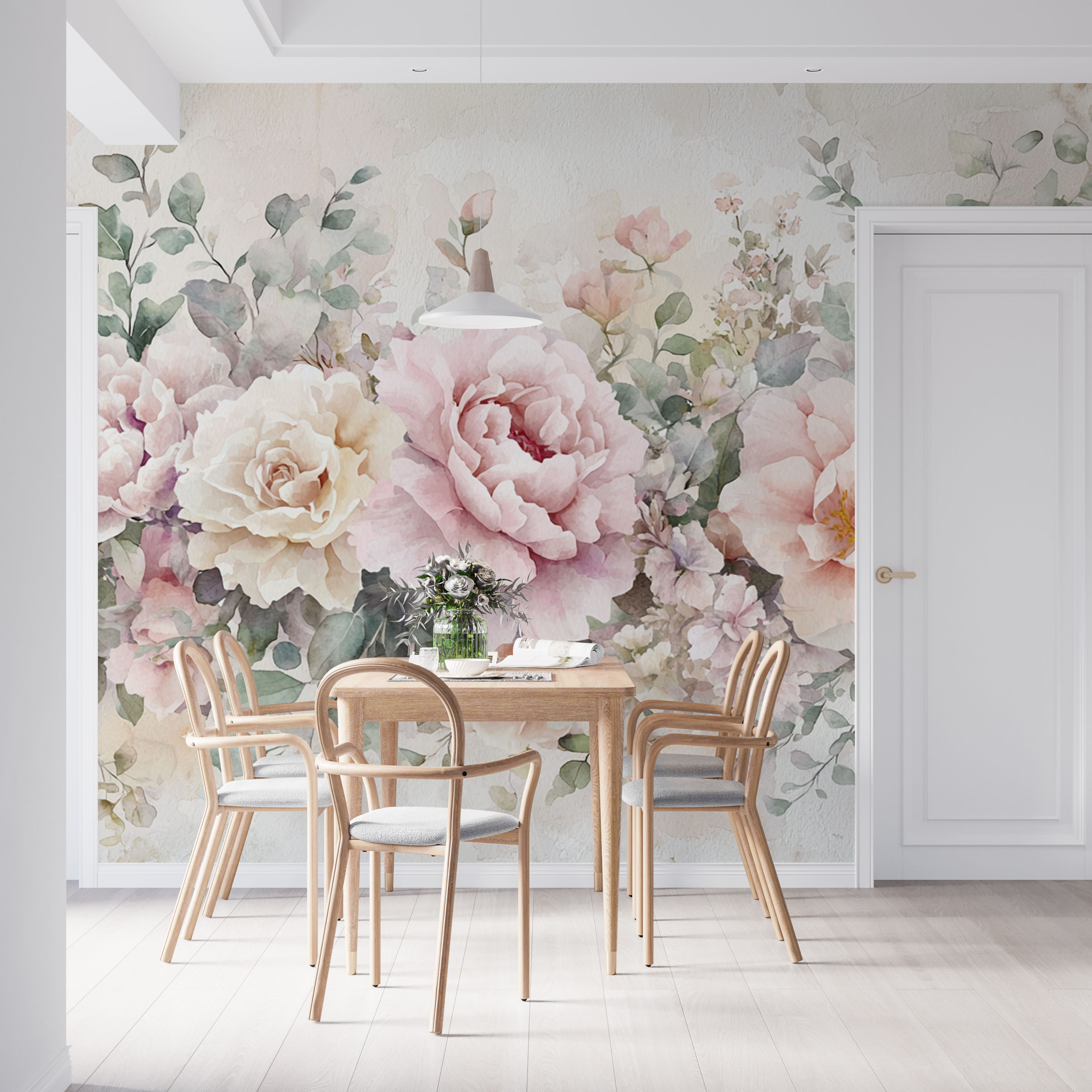 elegant floral wallpaper for dining room wall