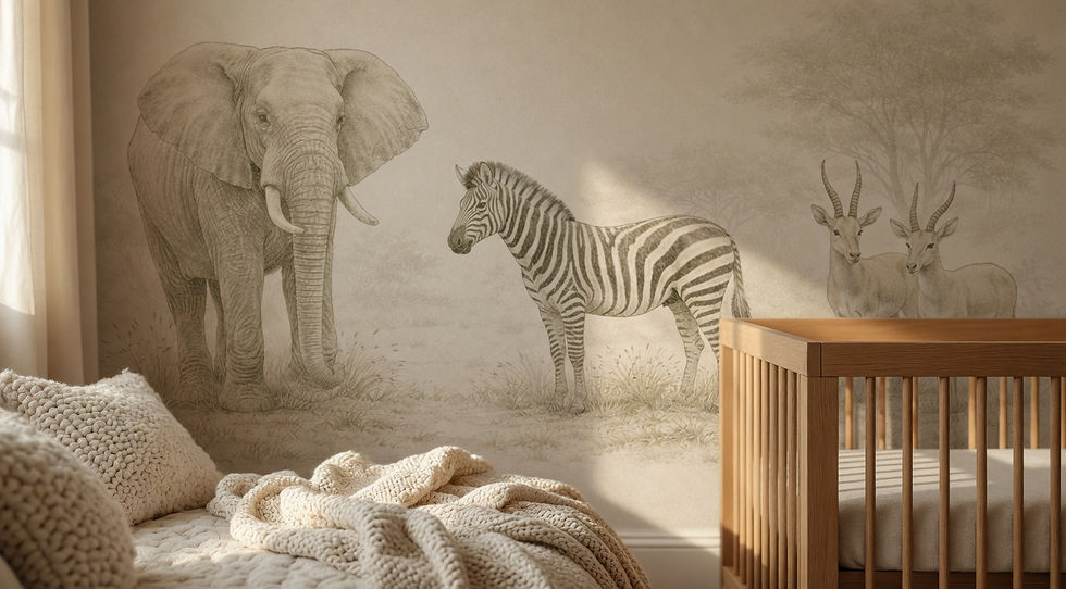 Thumbnail: soft neutral safari wallpaper mural