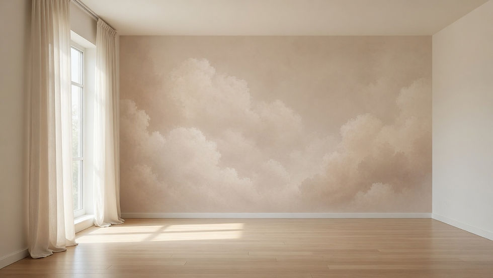 Thumbnail: peel and stick cloud mural with warm neutral colors