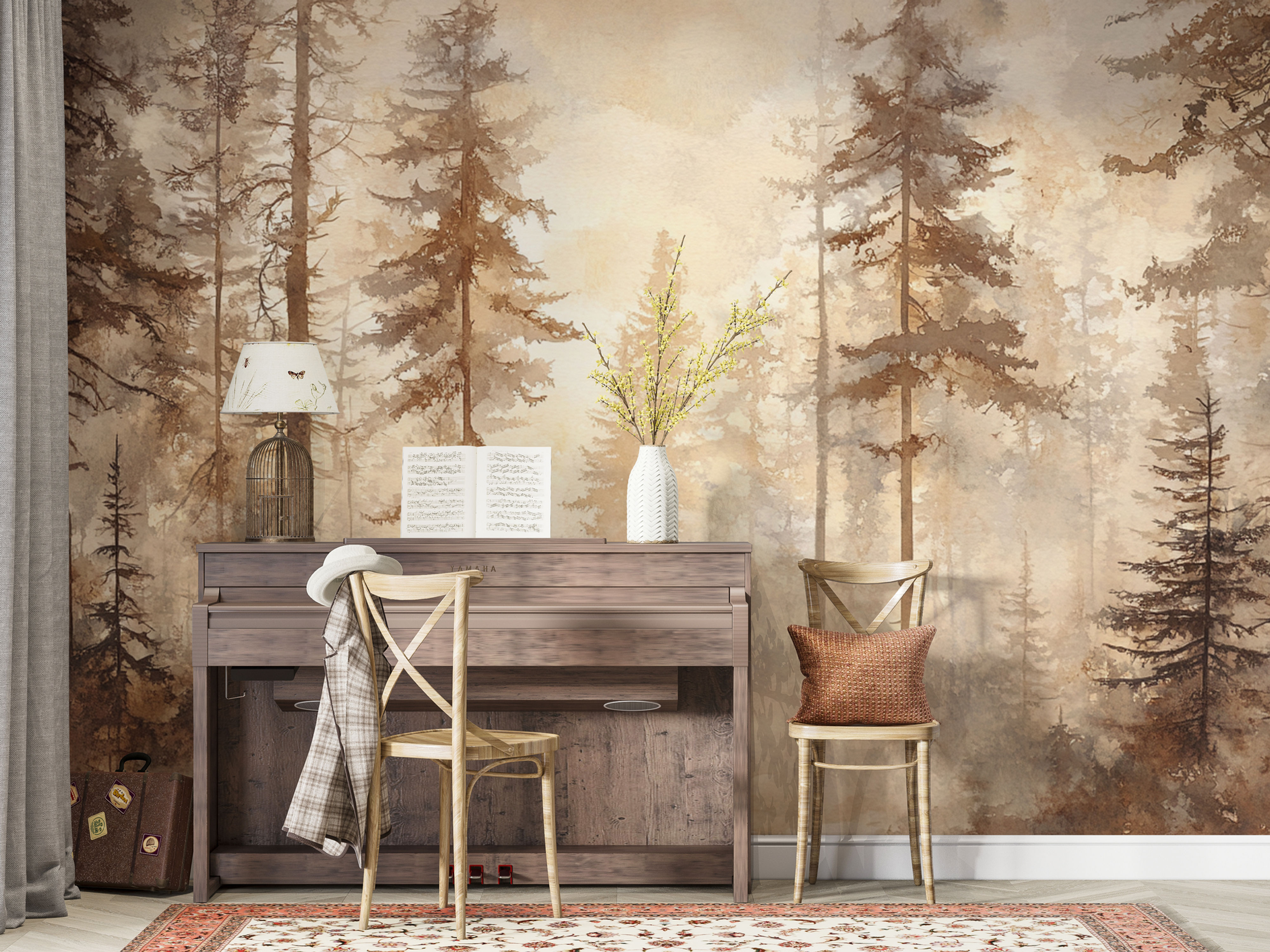 woodland wallpaper for living room