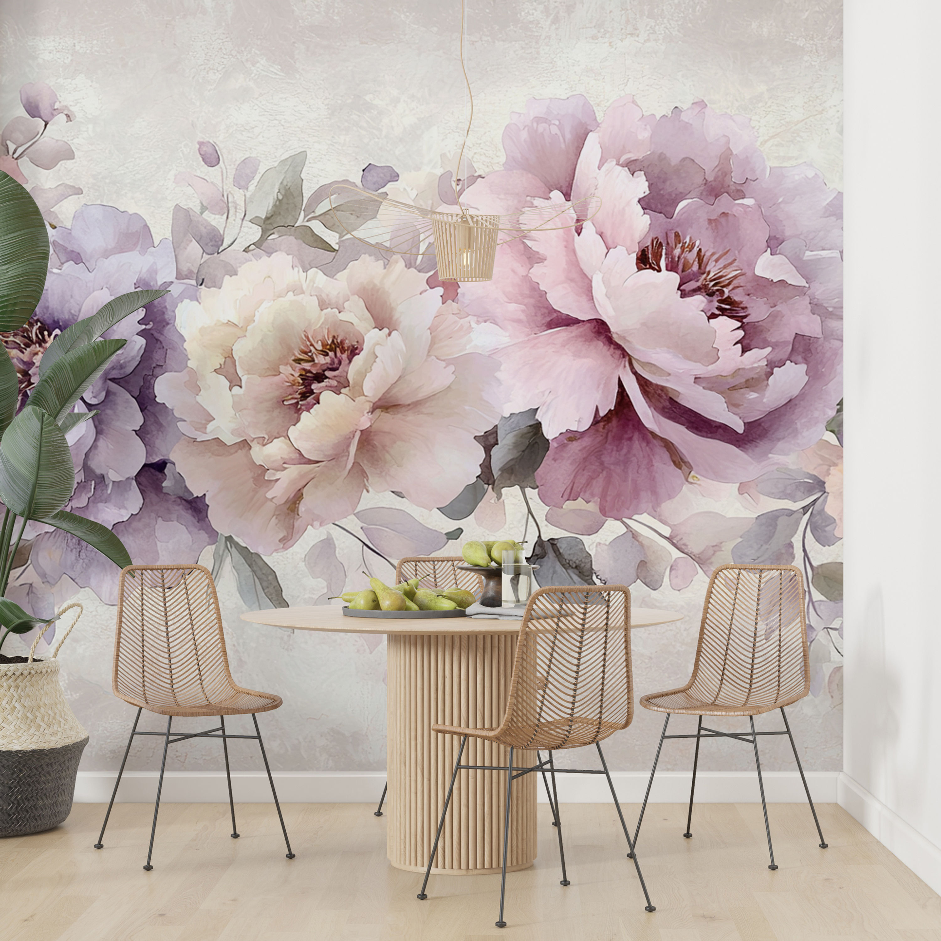 elegant floral peel and stick wallpaper for dining room