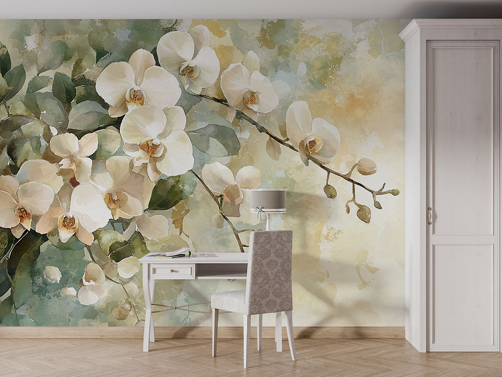 Thumbnail: ivory orchid wallpaper for bathroom wall