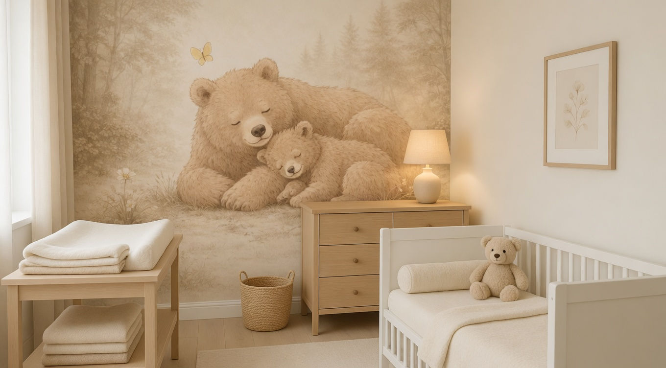 sleeping bear nursery wall mural