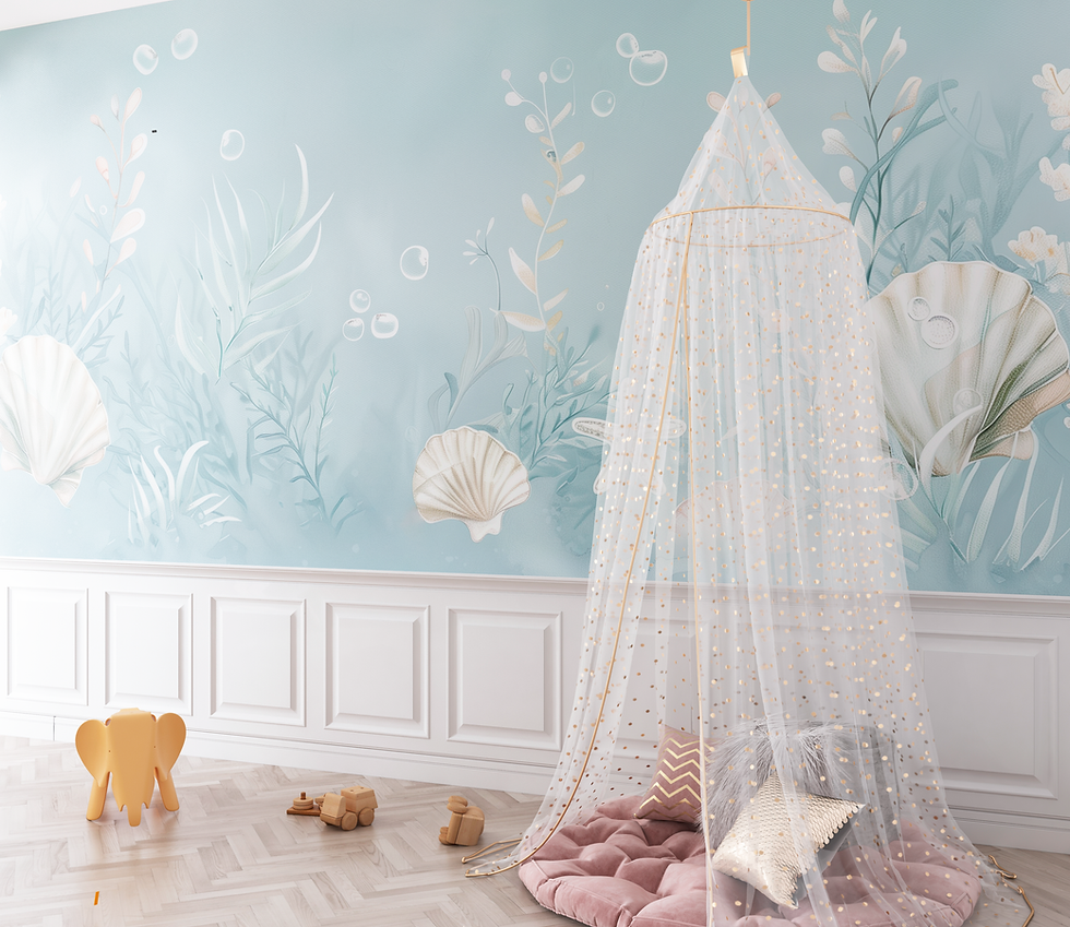 watercolor underwater wallpaper nursery interior