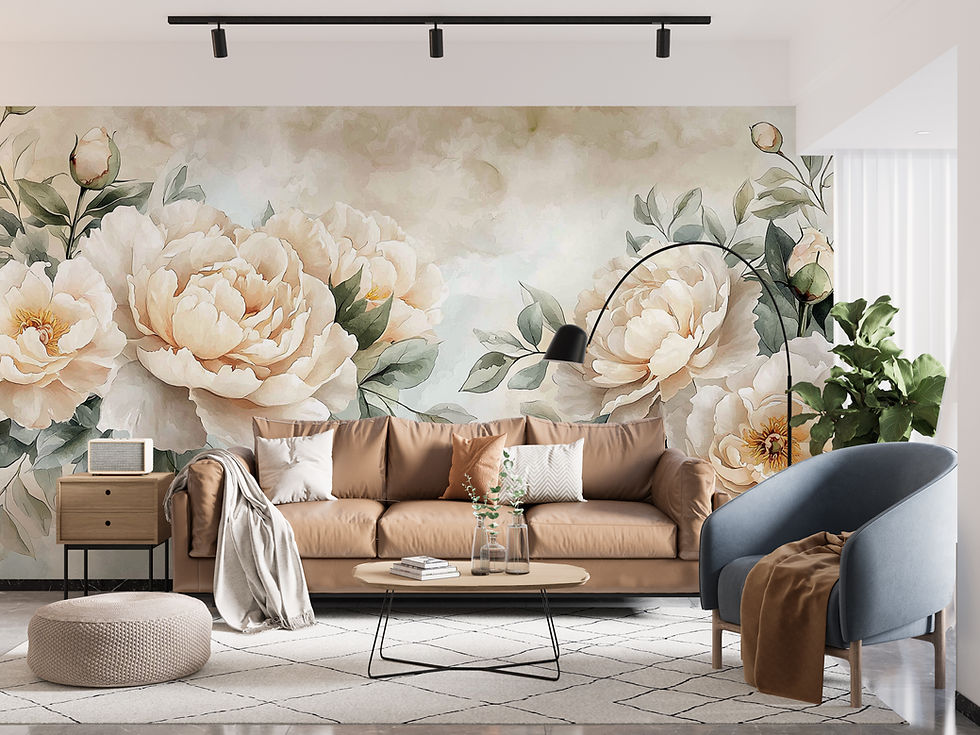 watercolor floral wallpaper mural for living room wall