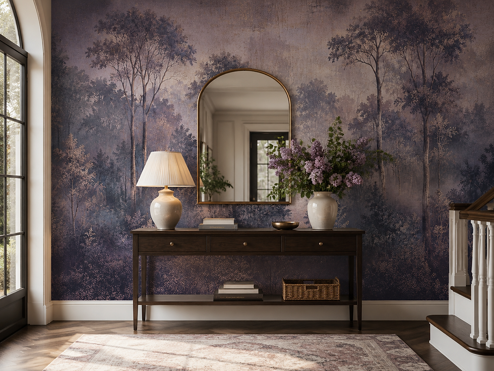 Thumbnail: lavender-whisper-entryway-woodland-wallpaper