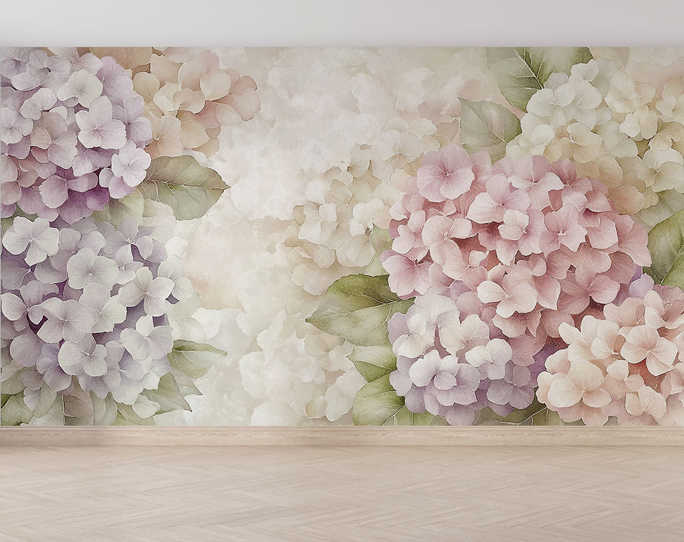 Thumbnail: removable hydrangea peel and stick wallpaper for hallway interior