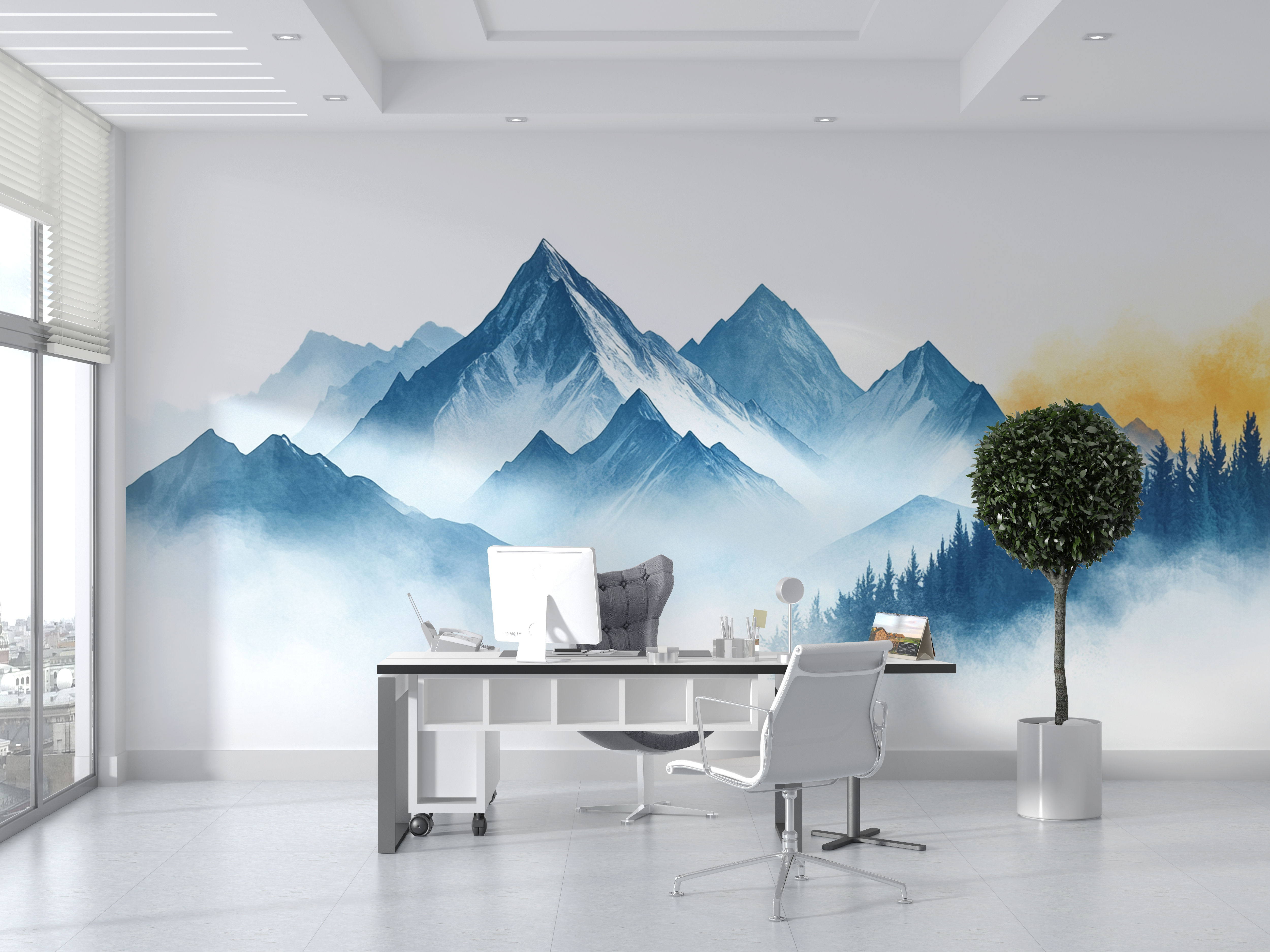 Sierra Glow | Abstract Mountain Mural