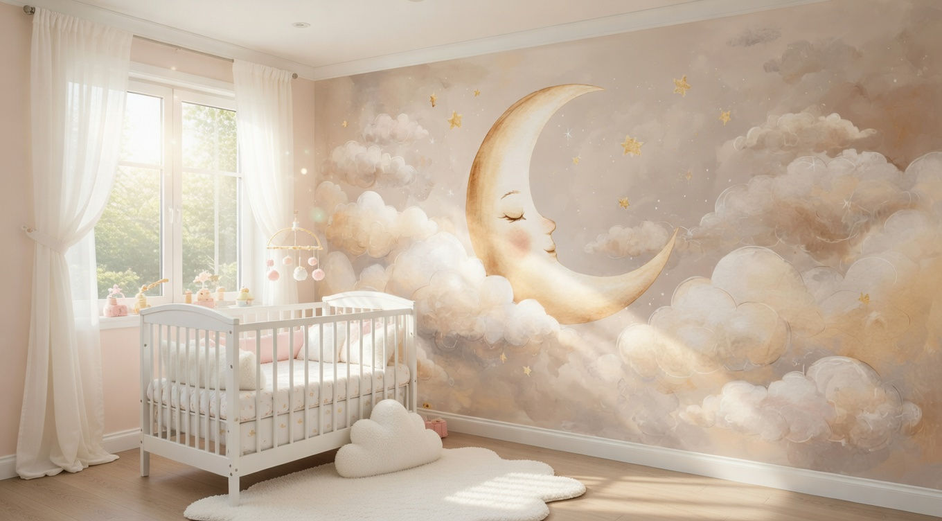 dreamy celestial nursery wallpaper
