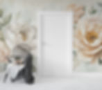 Thumbnail: soft watercolor flower mural with muted greenery