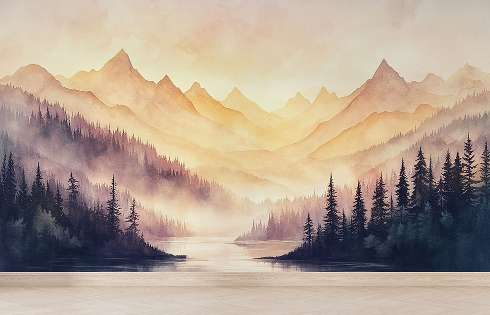 Thumbnail: scenic landscape wall mural hallway interior
