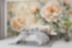 watercolor peony wall mural for bedroom wall decor