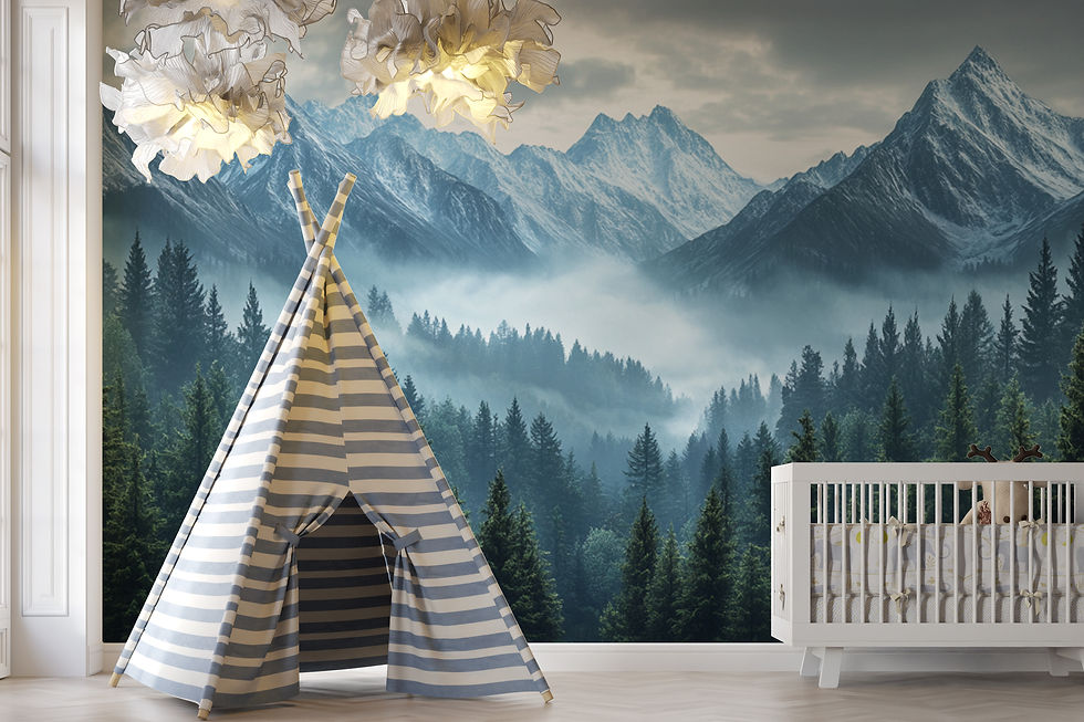 Thumbnail: Close-up of Alpirel peel and stick wallpaper texture, matte finish mountain wall mural detail by Bellasso