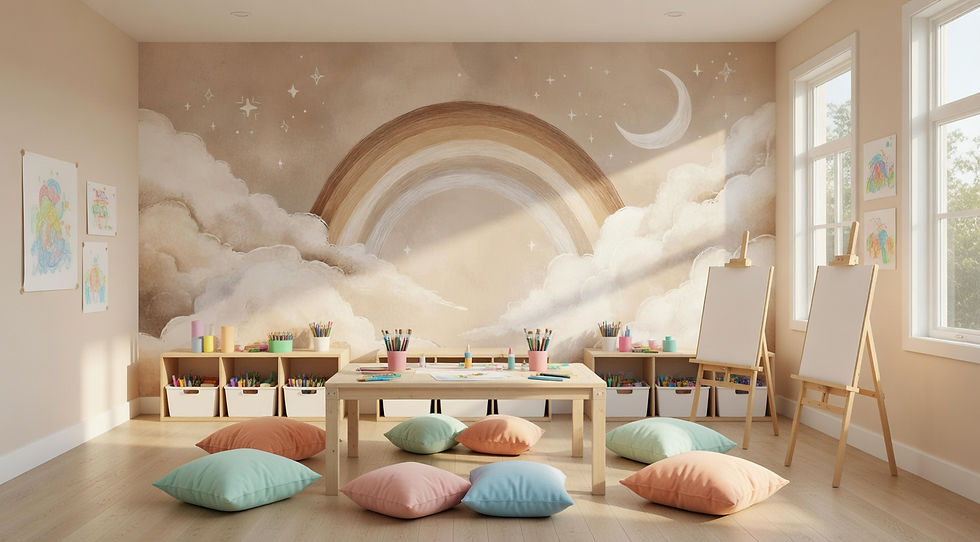 Thumbnail: moon and rainbow peel and stick wallpaper