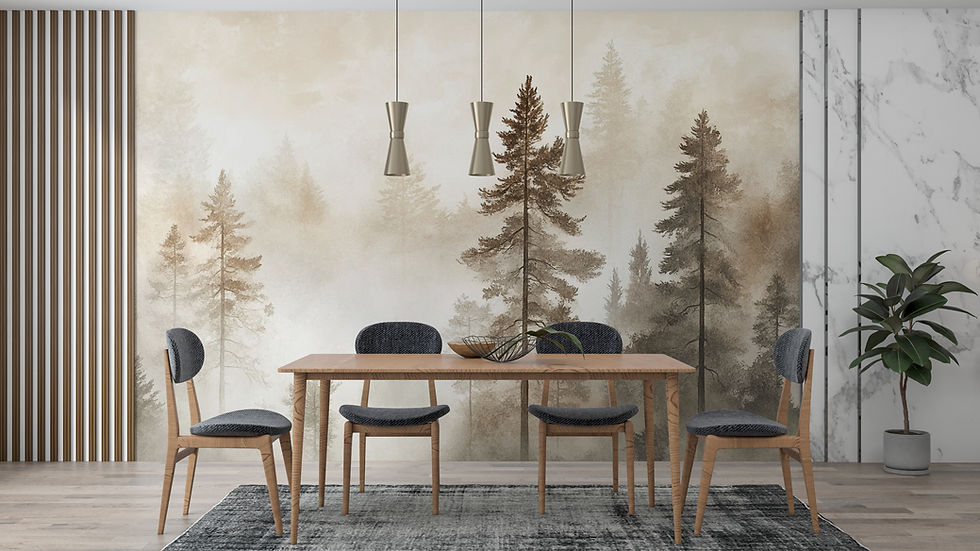 forest wall mural in dining room
