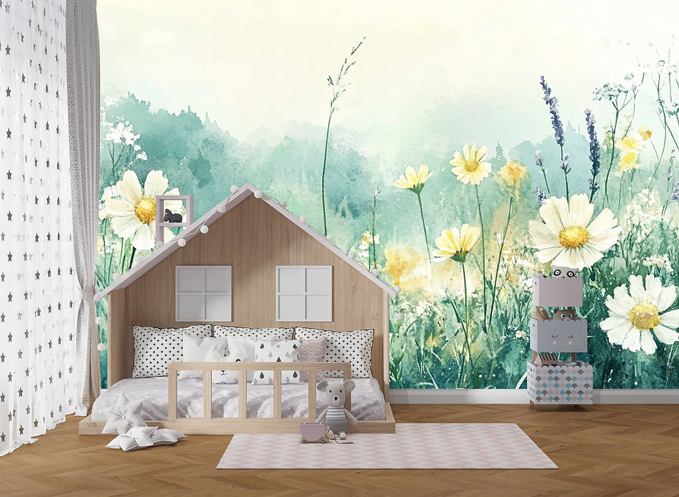 Thumbnail: botanical watercolor wallpaper nursery decor