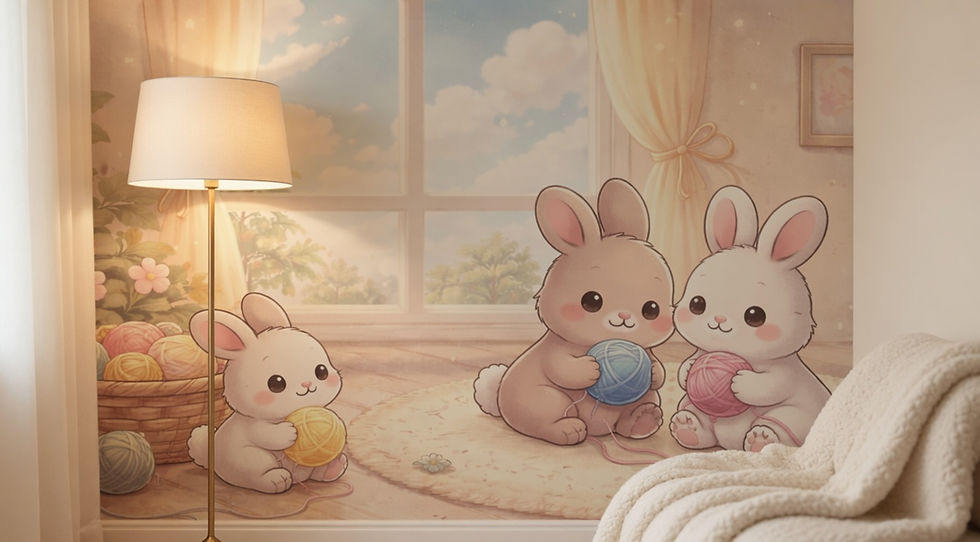 Thumbnail: cozy storybook bunny wall mural