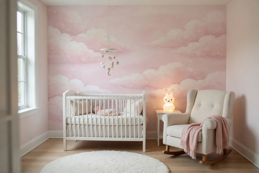 soft pink cloud wallpaper for dreamy nursery room