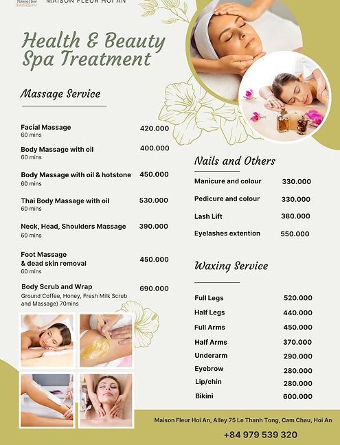Maison Fleur Variety of Spa services