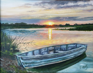 K Evans  Boat at sunset.jpg