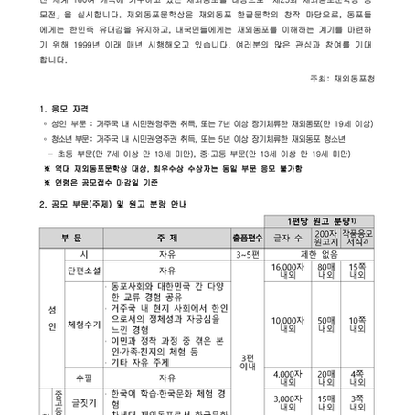 제25회 재외동포문학상 작품 공모