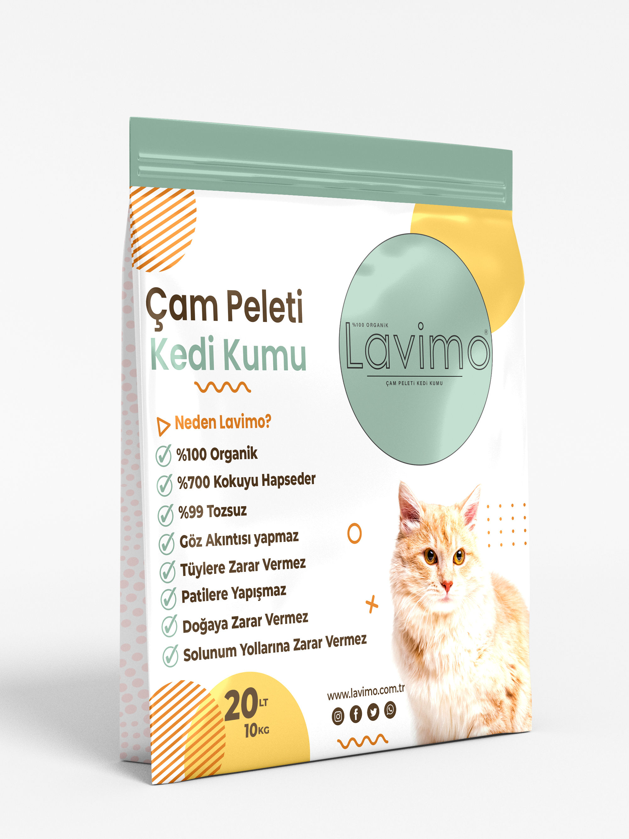 lavimo Kedi Kumu %100 Organik Çam Peleti 20lt