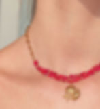 red shell necklace night out summer mermaid vibes chain charms handmade necklace bracelet set