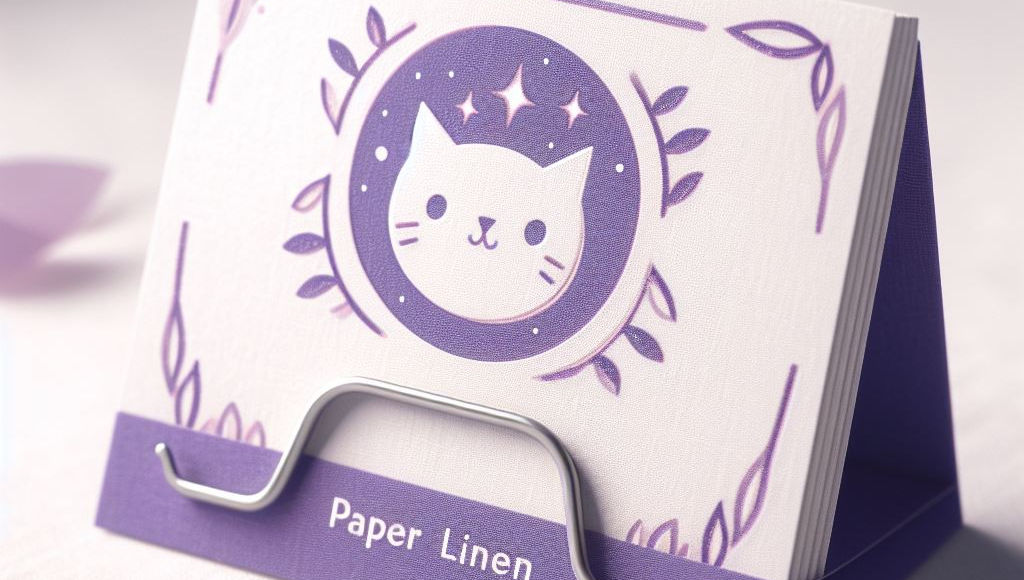 Thick premium custom linen business cards in purple, children's store, miami, florida