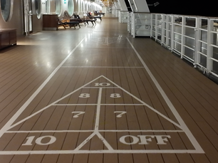Exploring Deck 4 Promenade: Jogging Track, Shuffleboard, and Scenic Ocean Views