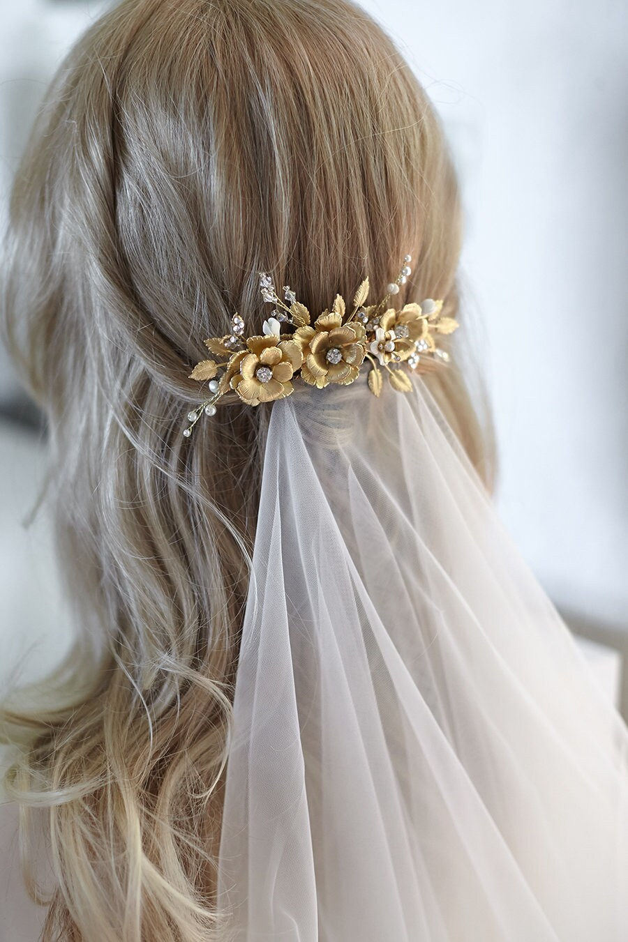 Miniatura: Gold Bridal Headpiece - fermaglio sposa