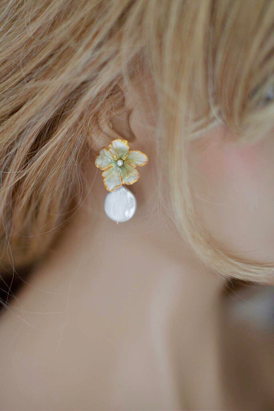 Thumbnail: Orecchini sposa - Flower Bridal Earrings