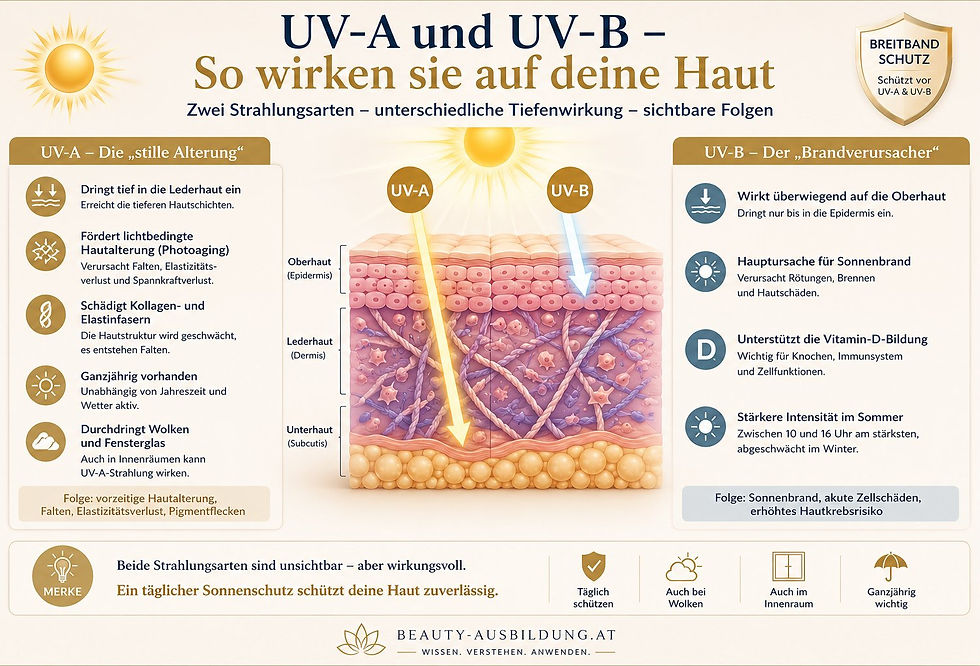 UV-A, UV-B, Wirkung auf die Haut