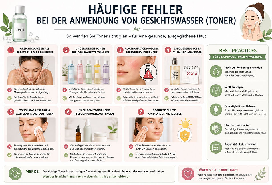 Haeufige Fehler bei der Anwendung von Gesichtswasser Toner