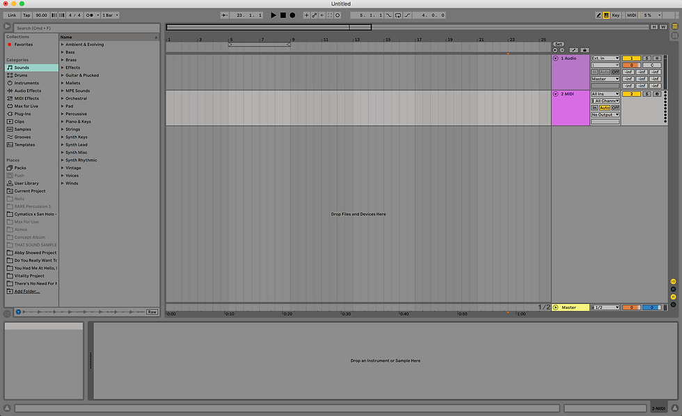A screenshot of the arrangement view in Ableton Live