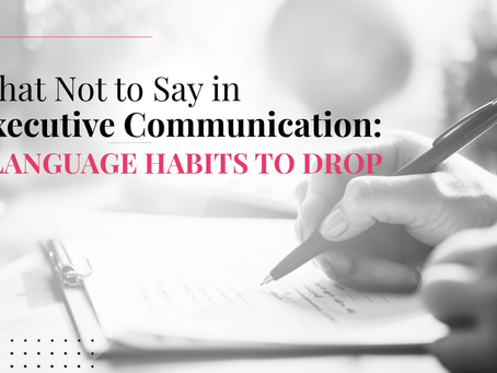 Person editing a document, illustrating five language habits to avoid in executive communication.