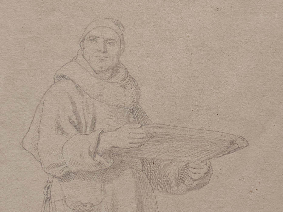 Miniaturbild: Heinrich Marr, Stehender Mönch mit Tablett, Zeichenstudie
