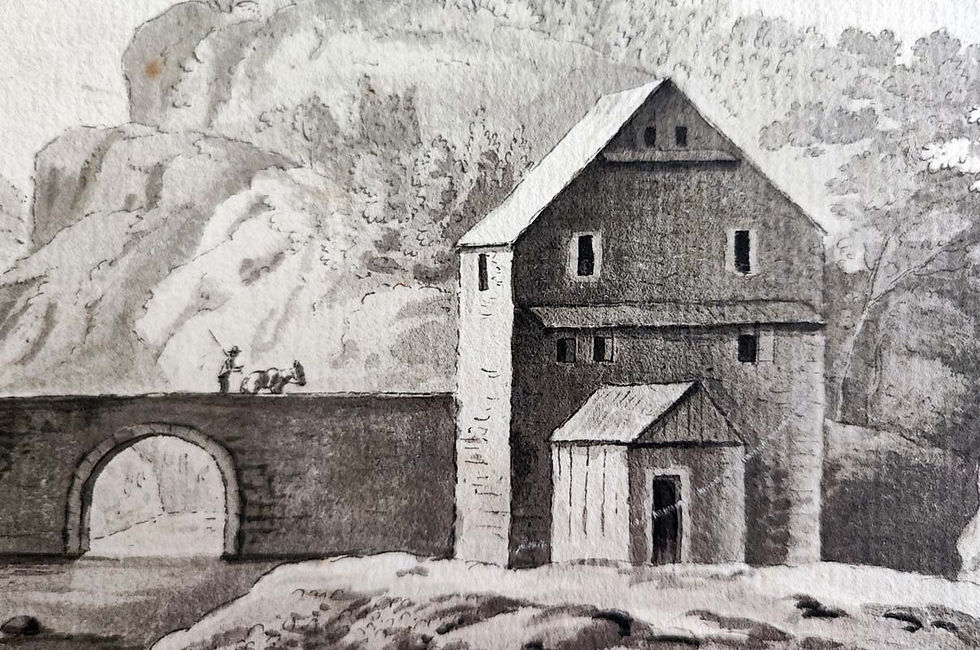 Miniaturbild: Hügelige Flusslandschaft mit Burgruine