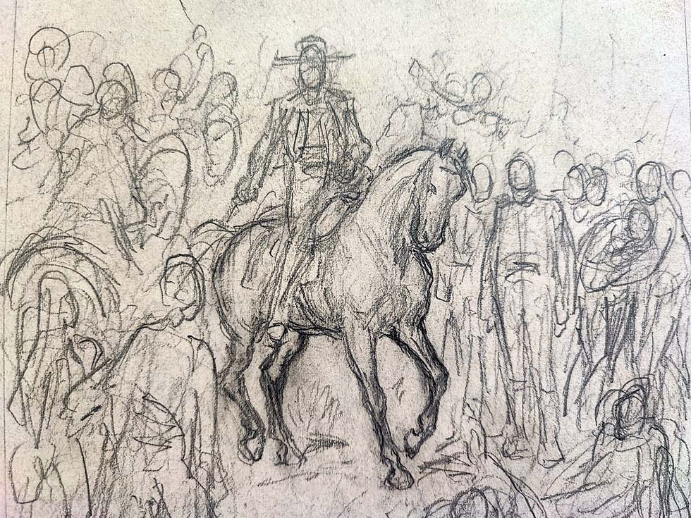 Miniaturbild: Frédéric-Théodore Lix – Ein Reiter, von Menschen umgeben, Zeichnung