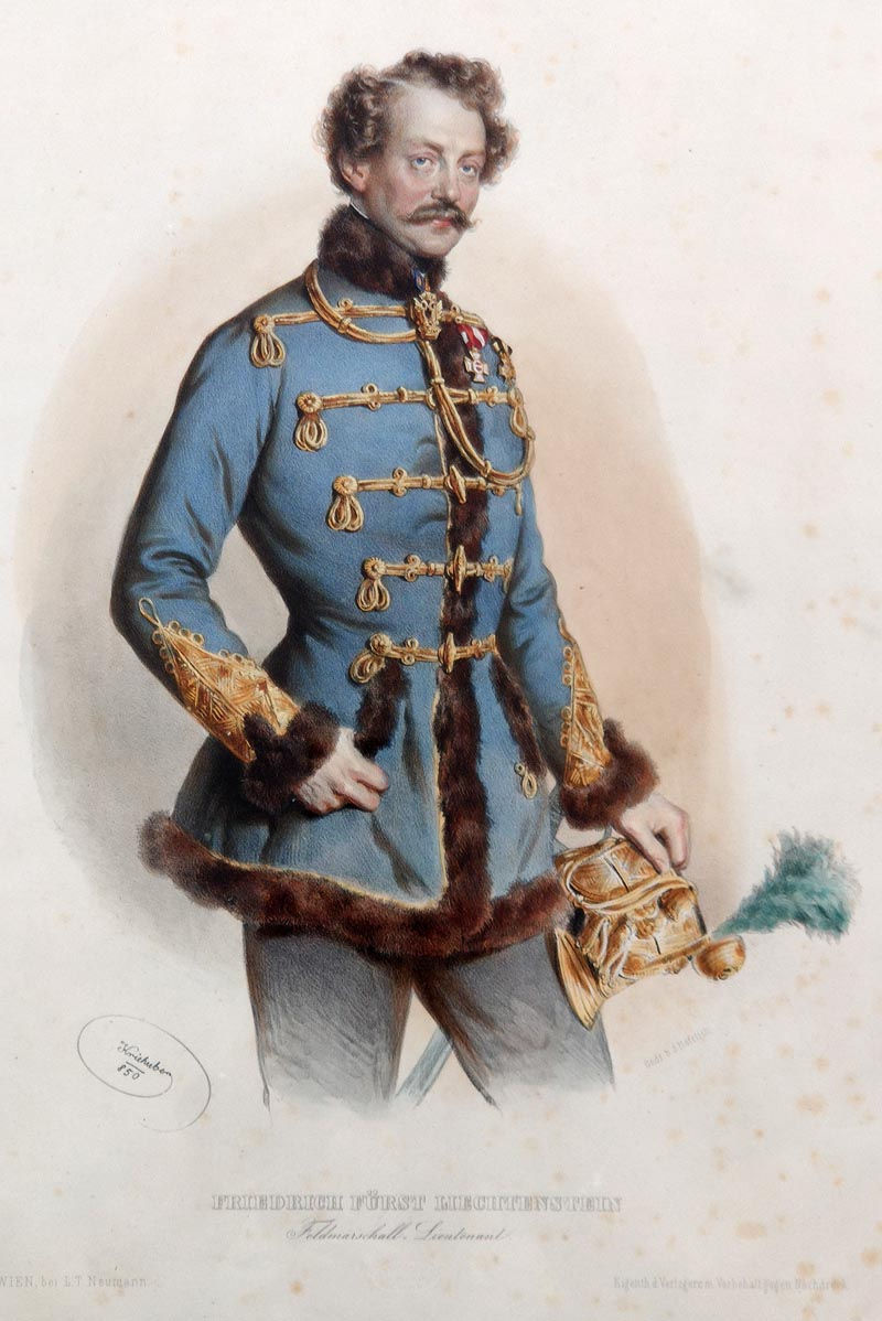 Friedrich Fürst Liechtenstein, kolorierte Lithografie von Josef Kriehuber