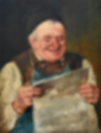 Ferdinand Waldmüller, Zeitung lesender Mann, Öl auf Holz