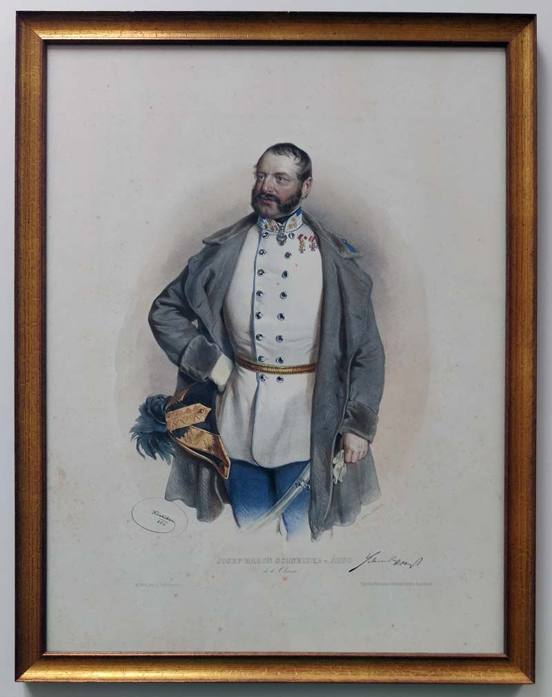 Josef Baron Schneider von Arno, kolorierte Lithografie von Josef Kriehuber