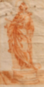 Barocke Rötelstudie einer Heiligenfigur, 17. Jh.