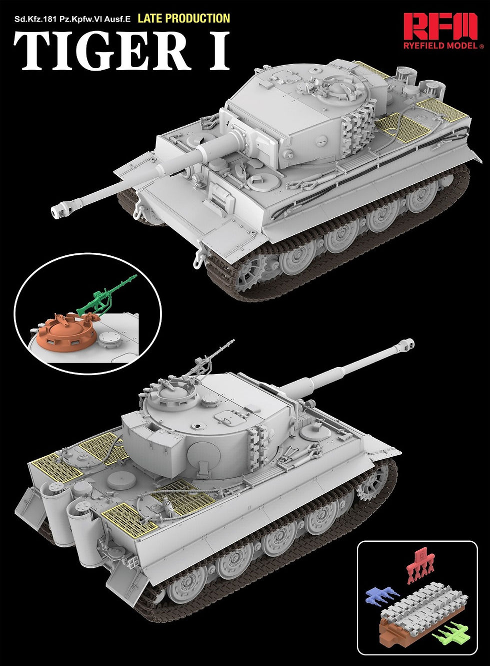 Miniatura: 5080	Rye Field Model: Tiger I Late Production w/Full interior & Zimmerit in 1:35
