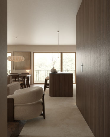 Bytkowska Wnętrze w stylu japandi – projekt wnętrz, aranżacja wnętrz premium, projektowanie wnętrz, architekt wnętrz, minimalistyczny design, naturalne materiały, Moogaa Studio