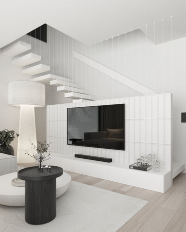 Kraków Pylna - Salon w stylu minimalistycznym - projekt wnętrz, aranżacja wnętrz premium, projektowanie wnętrz, architekt wnętrz, oszczędna forma, harmonijna estetyka, Moogaa Studio