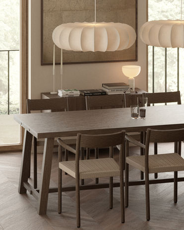 Bytkowska Jadalnia w stylu japandi – projekt wnętrz, aranżacja wnętrz premium, projektowanie wnętrz, architekt wnętrz, minimalistyczny design, naturalne materiały, Moogaa Studio