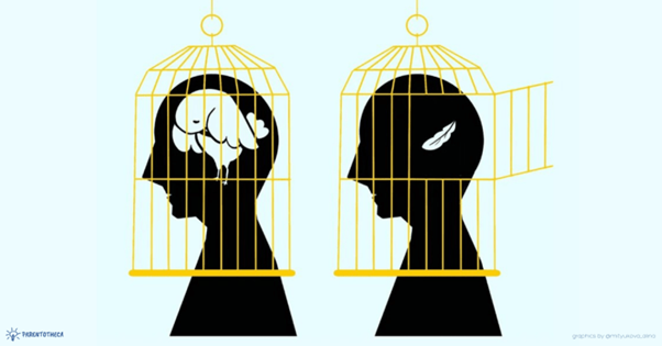 Caged and escaped bird