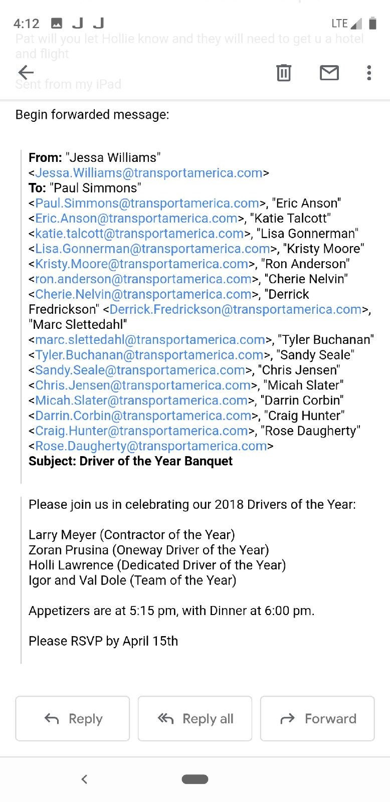 Driver of the Year Messages